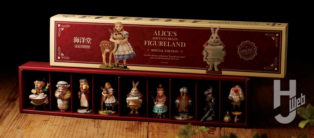 不思議の国のアリスのキャラクターたちが箱の中に収納されている画像