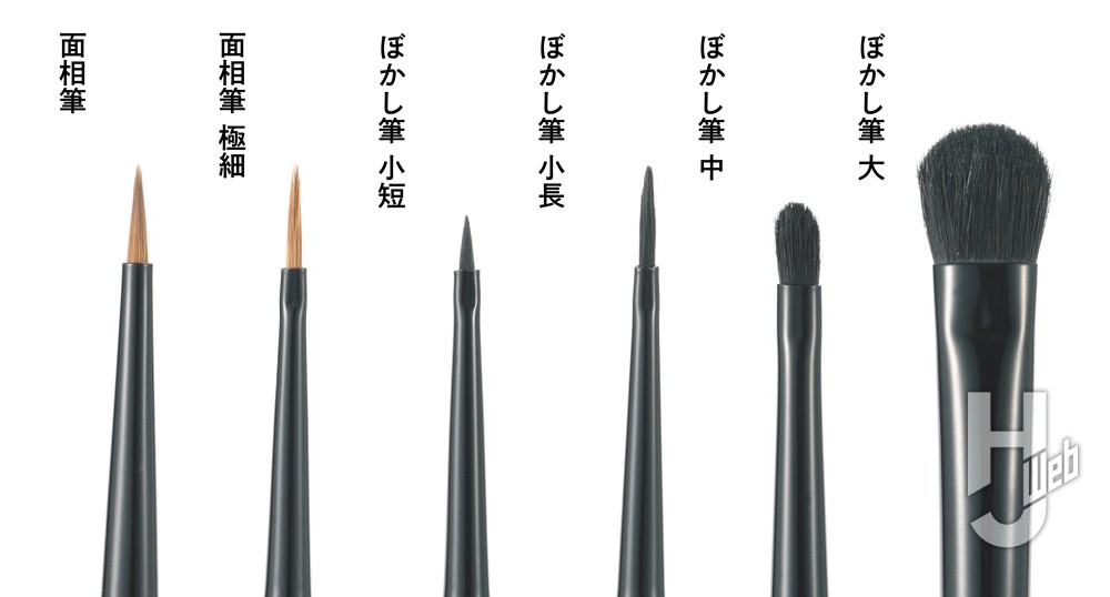 熊野筆6本の比較画像