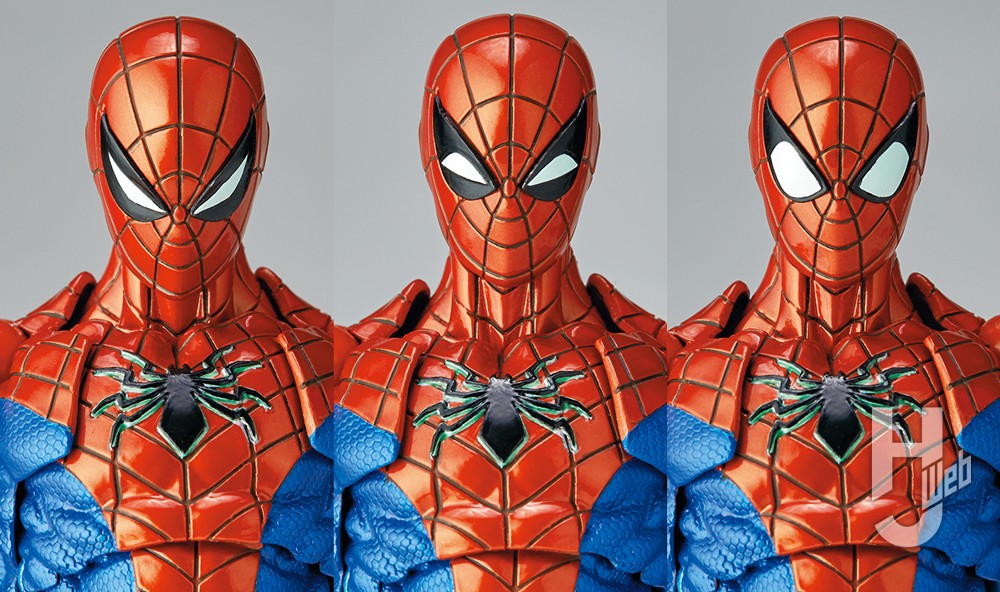 スパイダーマンの3種の表情比較画像
