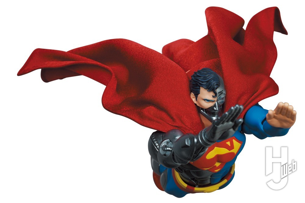 サイボーグスーパーマンが飛んでいるポーズの画像
