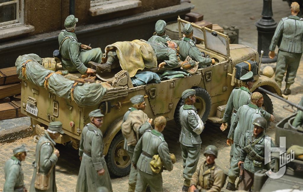 ミリタリーディオラマ「傀儡の帰還」の軍人が乗った軍用車をアップにした画像3