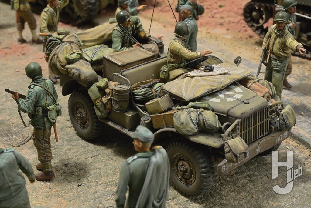 ミリタリーディオラマ「傀儡の帰還」の軍用車をアップにした画像