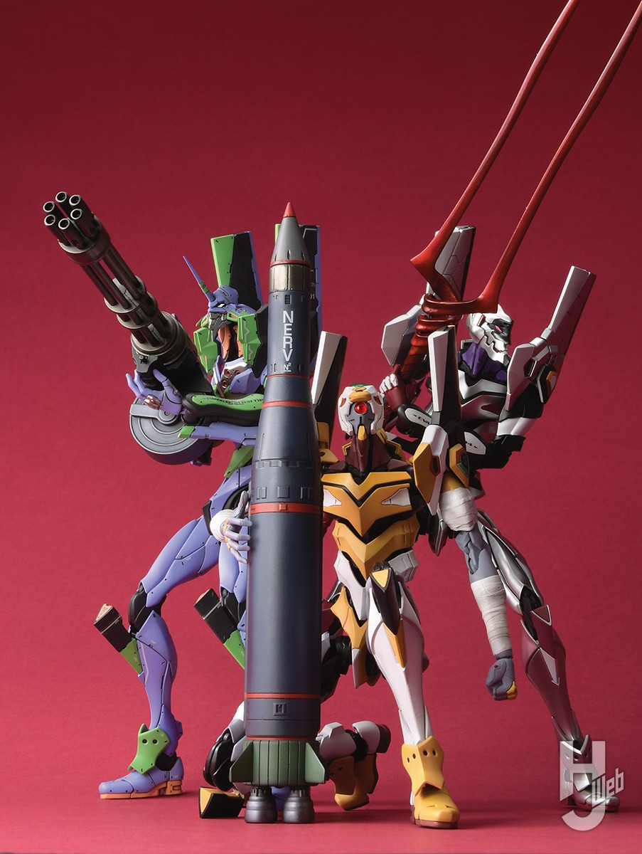 RG エヴァンゲリオン 4体 ＋移動式射出台セット(水転写デカール) - 模型