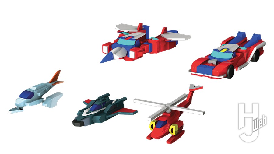 スパイルジャイロとランドローバータンクと アルモンドヘリの飛行メカとミニブライスターとミニブライサンダーの画像