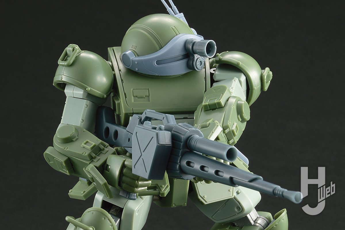 スコープドッグの武装パーツ、関節部分を公開! 彩色前のテストショットでさまざまなアクションポーズに挑戦する!【HI-METAL R 最前線!】