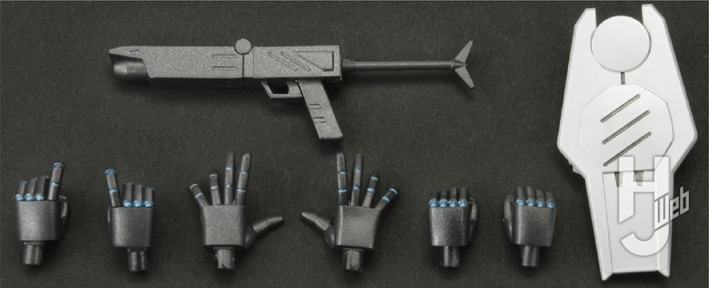 コンバットシステム（20mmハンドガン＆シールド）、握り拳、平手、武器持ち手の3種のハンドパーツ