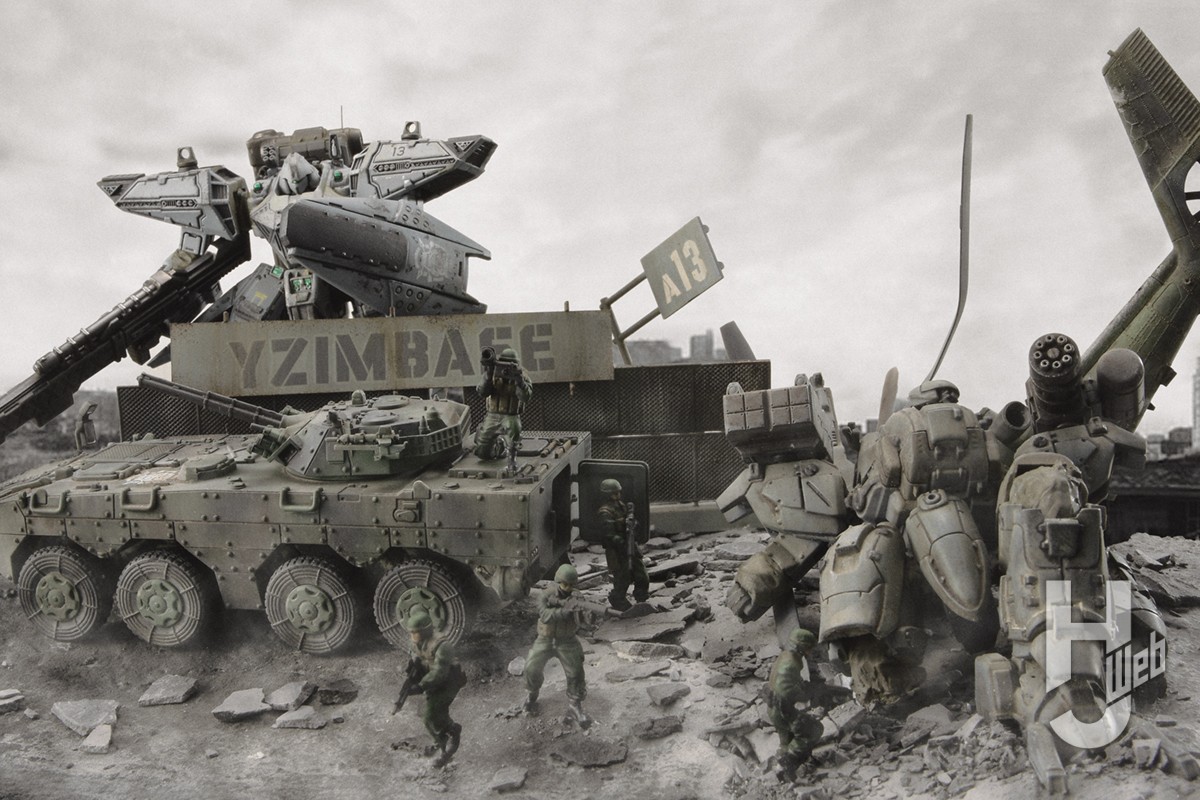 フロントミッション』第5弾とAFVでディオラマ作例！ウェザリングを