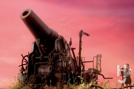 日露戦争の立役者「二十八糎榴弾砲」を新キットを使用して朽ち果てた遺跡ディオラマに！