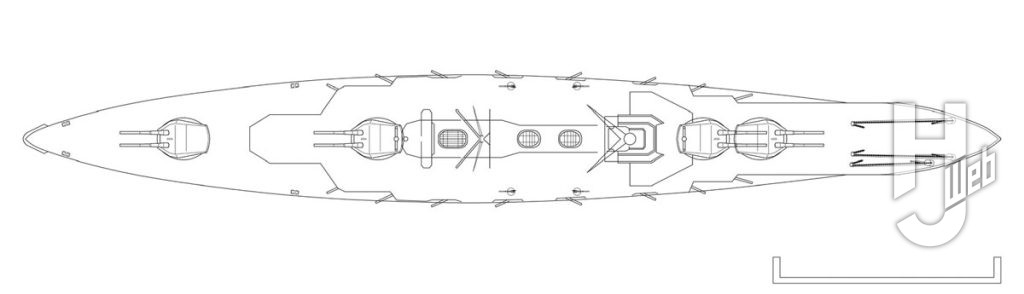 「日本海軍艦艇カラーガイド1 日本の戦艦12隻」掲載金剛型戦艦一番艦「金剛」の新造時イラスト図２