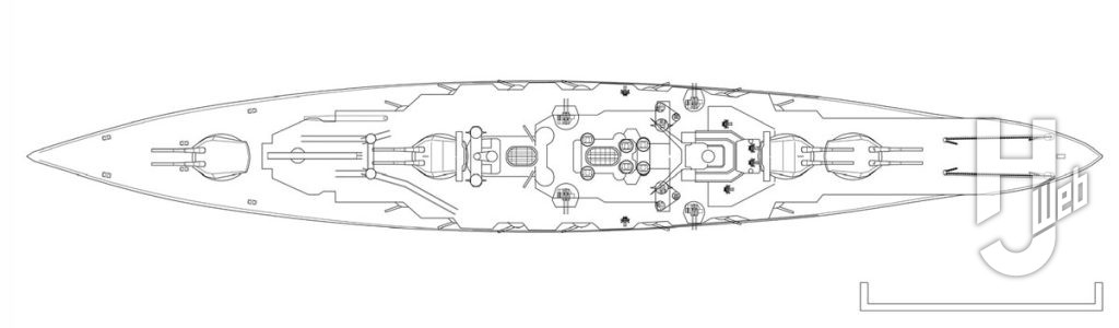 「日本海軍艦艇カラーガイド1 日本の戦艦12隻」掲載金剛型戦艦一番艦「金剛」の第二次改装時イラスト図２