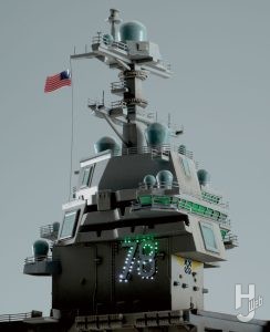 Takumi明春作例「マジックファクトリー1/700 ジェラルド・R・フォード級航空母艦 CVN-78 USS ジェラルド・R・フォード」艦橋アップ2