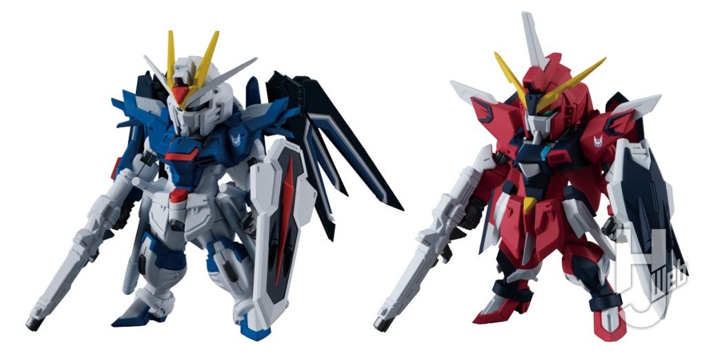 ライジングフリーダムガンダムとイモータルジャスティスガンダムのミニフィギュアの画像