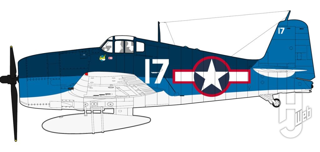 グラマン F6F ヘルキャット(アメリカ海軍 VF-9 空母エセックス搭載機　1944 年)左側面イラスト