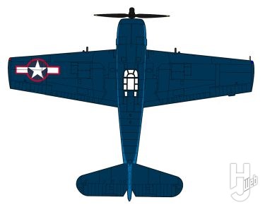 グラマン F6F ヘルキャット(アメリカ海軍 VF-9 空母エセックス搭載機　1944 年)全体イラスト