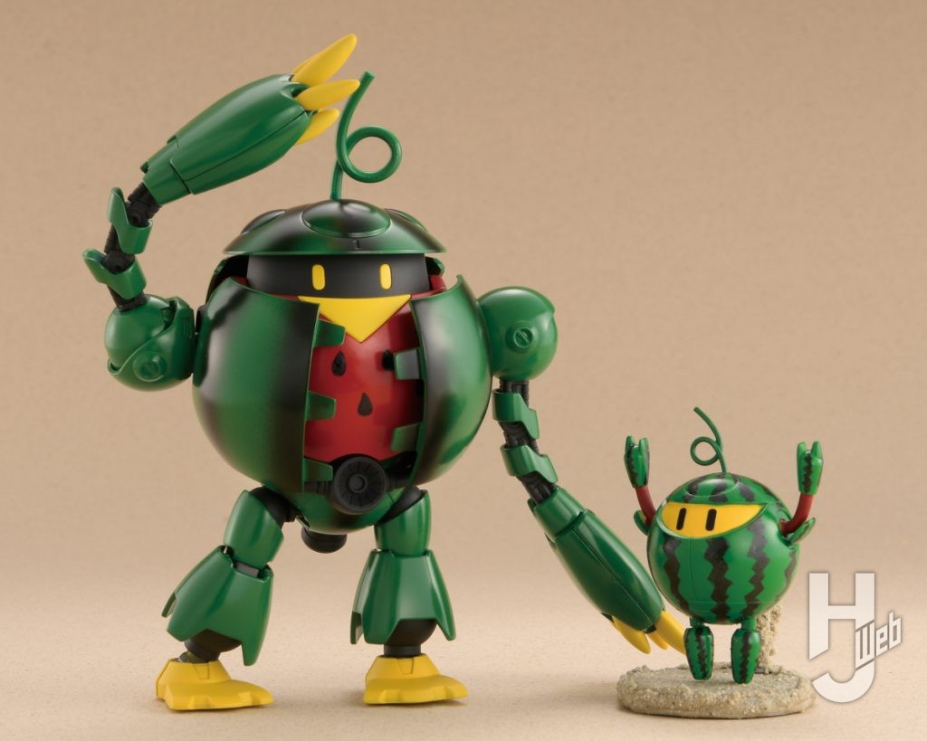 プチッガイとモモカプルのスイカアレンジのプラモデルの全体画像