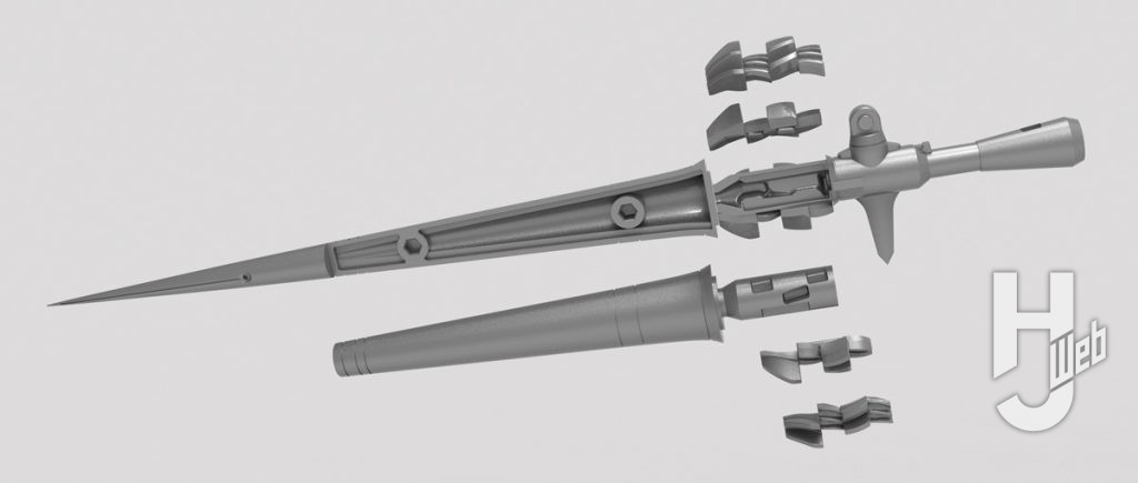 ARTPLA エヴァンゲリオン仮設5号機の右腕槍パーツの分解画像