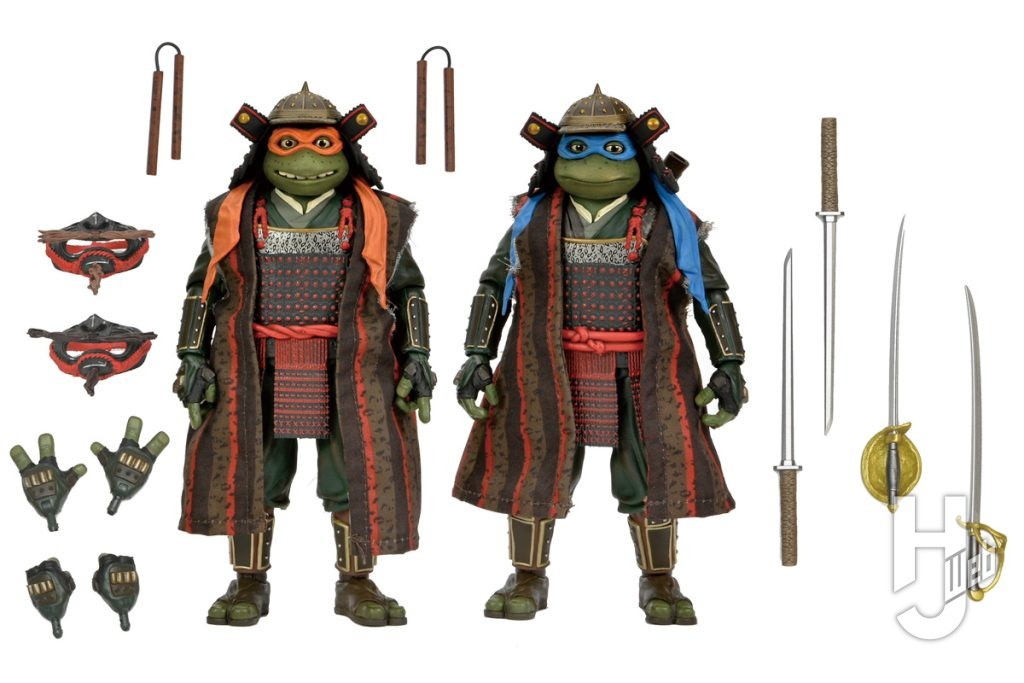 レオナルド とミケランジェロの可動フィギュアの画像