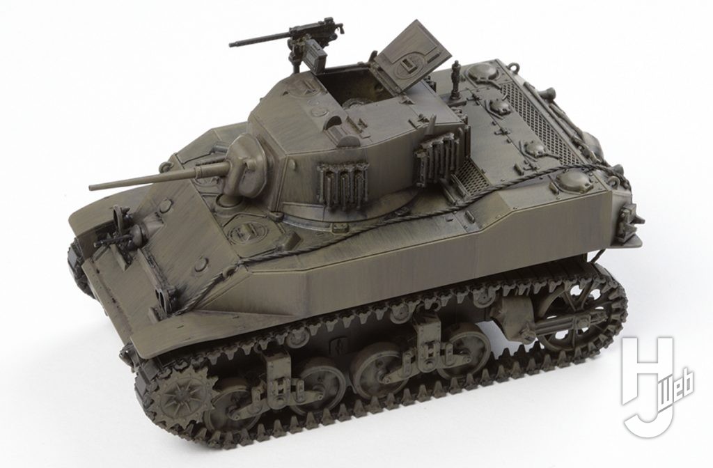ぷらシバ製作「アメリカ軽戦車 M5A1 スチュアート」製作途中「アメリカ軍 オリーブドラブ［70.887］」塗装完了