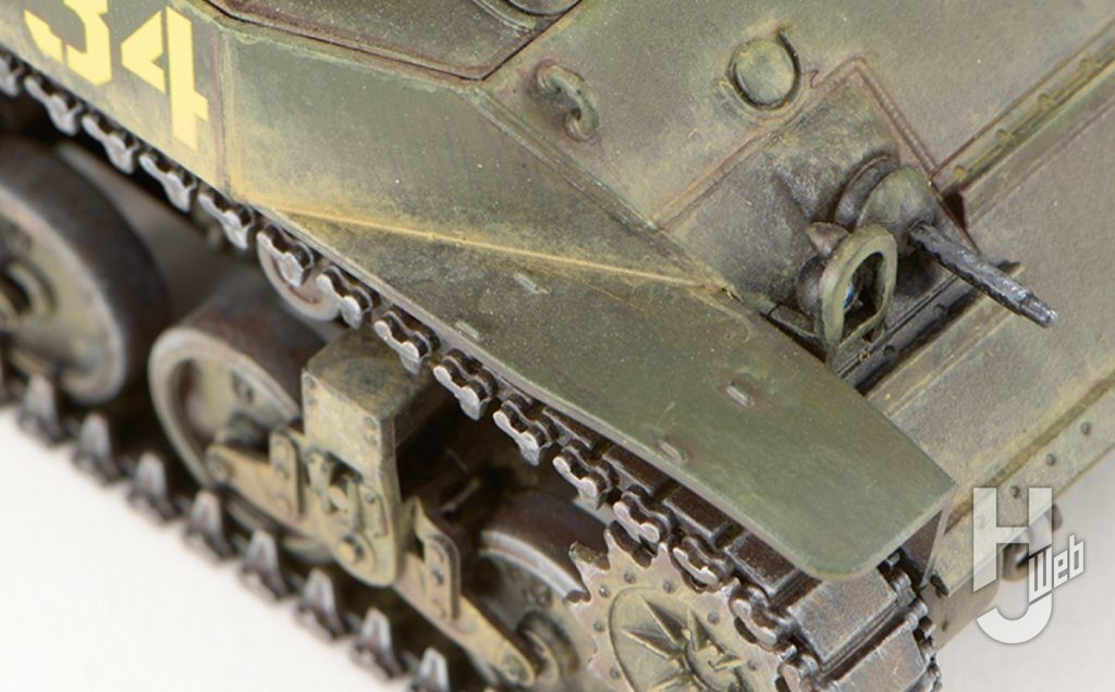 ぷらシバ製作「アメリカ軽戦車 M5A1 スチュアート」履帯アップ