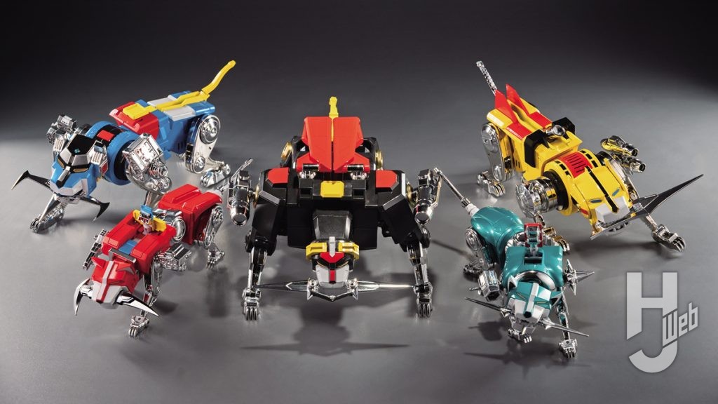 ボルトロンの可動フィギュアの合体前の画像