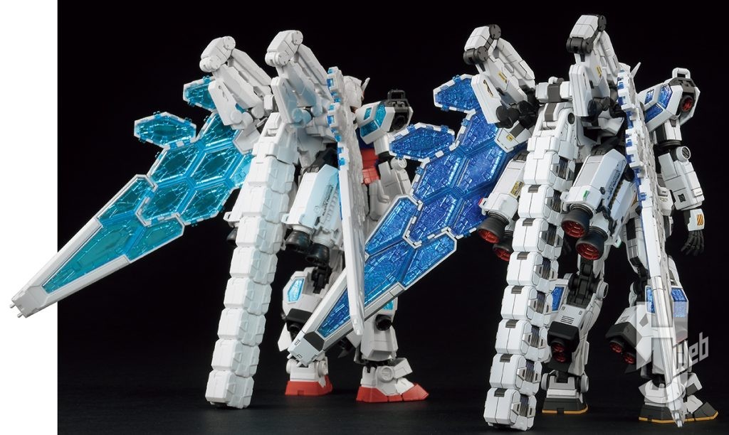 TONKA製作「ガンダム EX-001 グラスフェザー装備（宇宙機器イメージカラー）」素組み比較背面