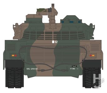 陸上自衛隊90式戦車背面イラスト