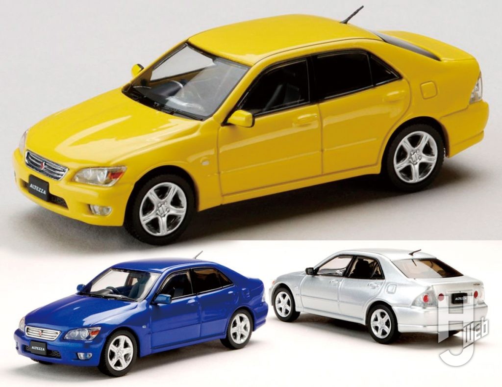 トヨタ ALTEZZA RS200（E10）1998 スーパーブライトイエロー、ブルーマイカ、シルバーメタリック