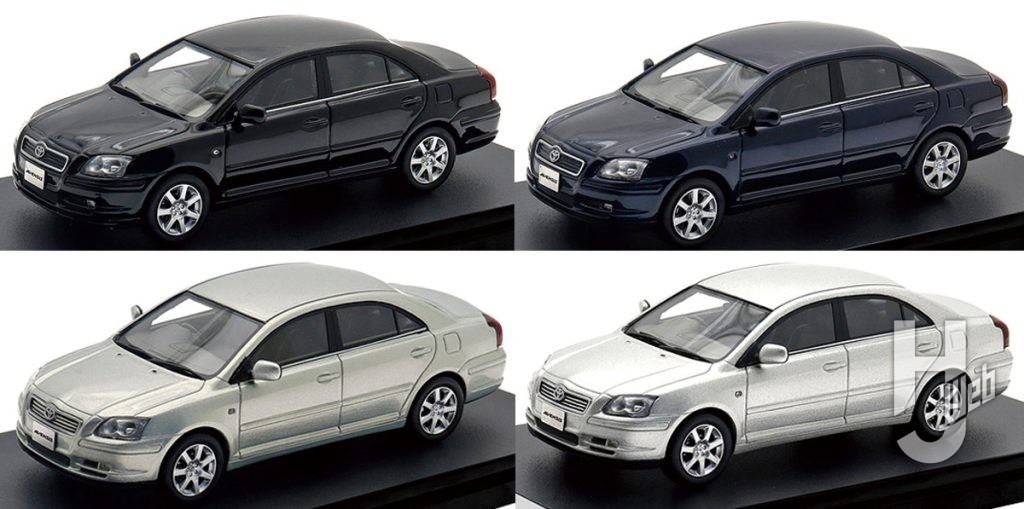 Toyota AVENSISLi（2003）ブラックマイカ、ダークブルーマイカメタリック、ライトオリーブマイカメタリック、シルバーメタリック