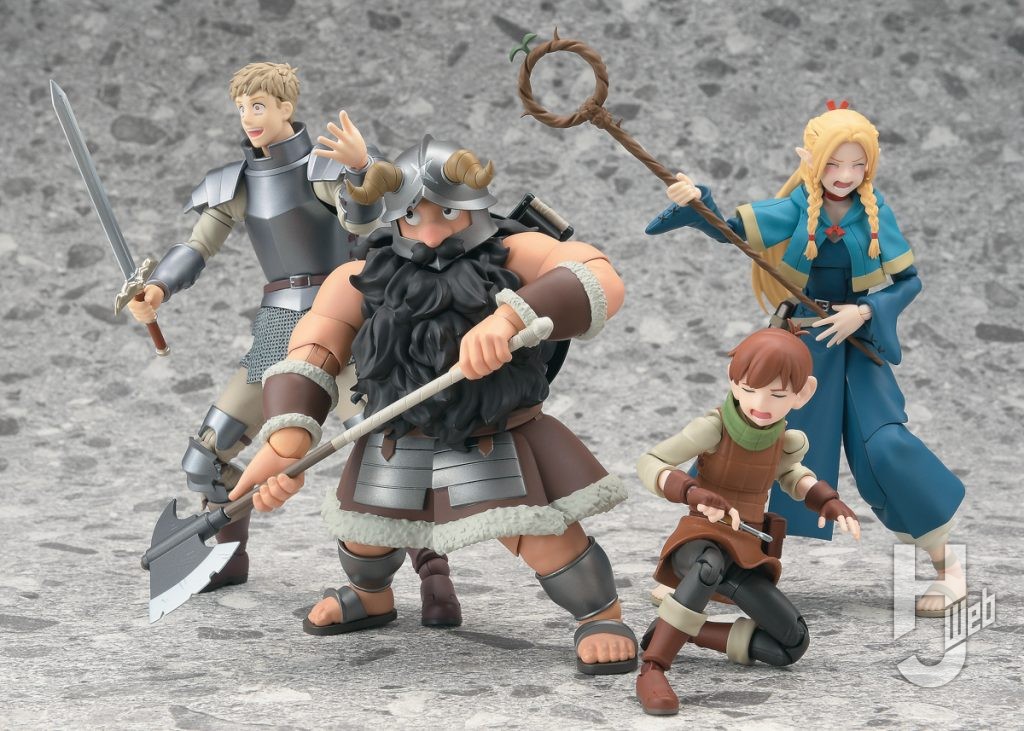 ダンジョン飯キャラクターの可動フィギュアの集合の画像