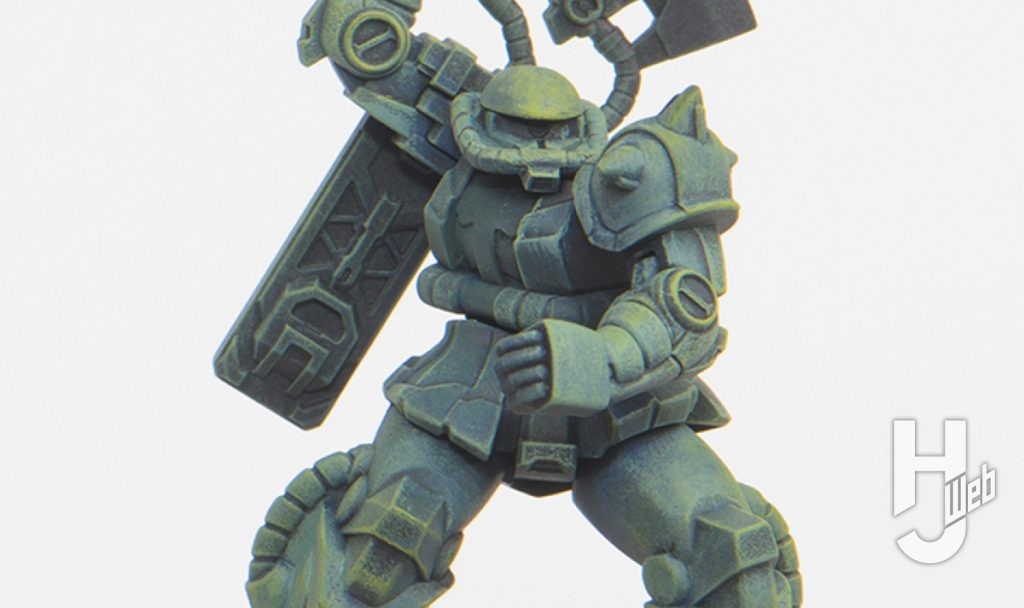 ガンダムアッセンブルキット作例「Zeon’s Rush」「TP-007A ザクII」グリーン塗装終了