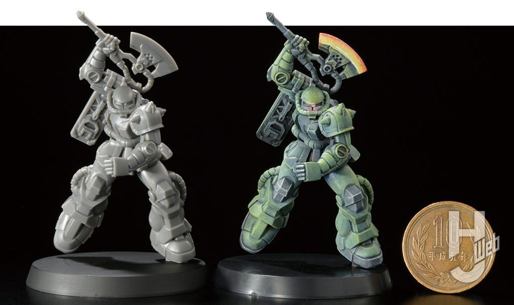ガンダムアッセンブルキット作例「Zeon’s Rush」「TP-007A ザクII」素組みと10円玉比較