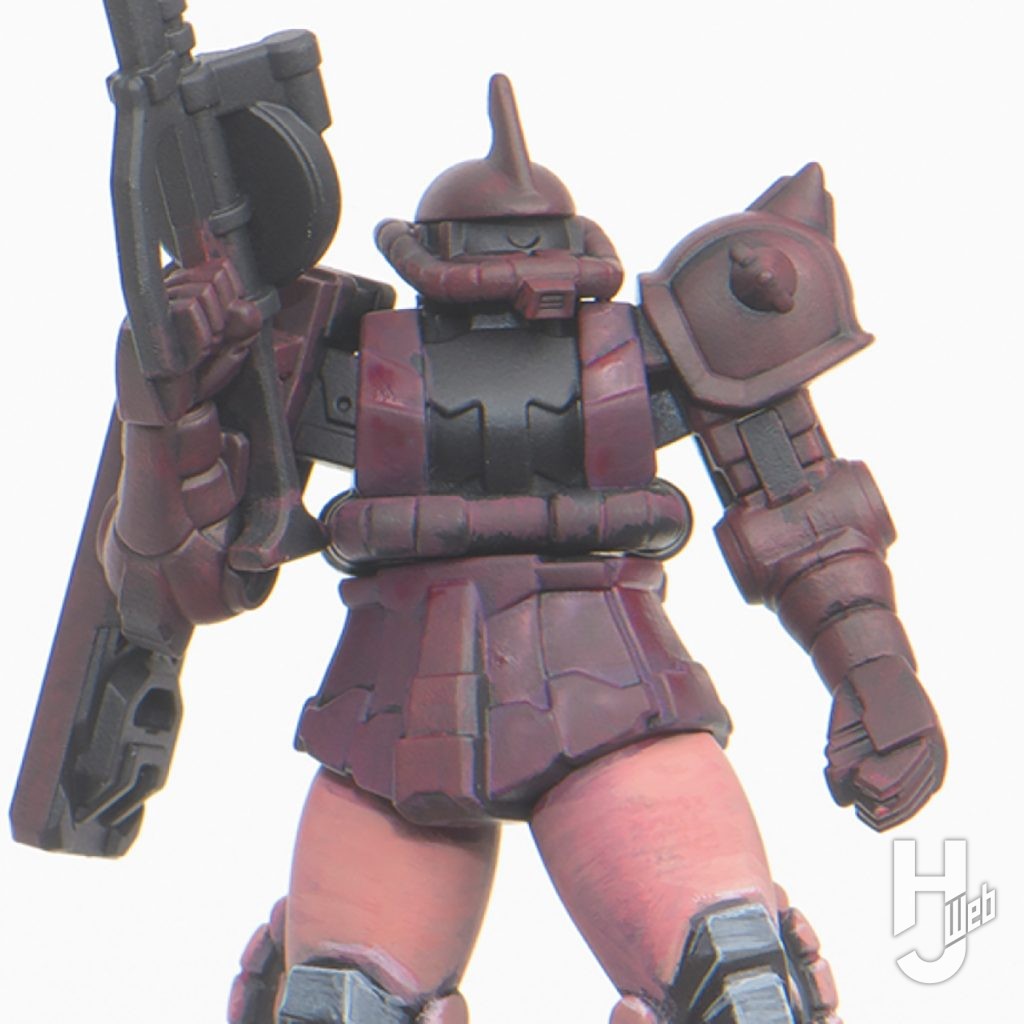ガンダムアッセンブルキット作例「Zeon’s Rush」「TP-006 ザクII（シャア・アズナブル専用機）」シャアレッド＋ブルー３回重ね塗り