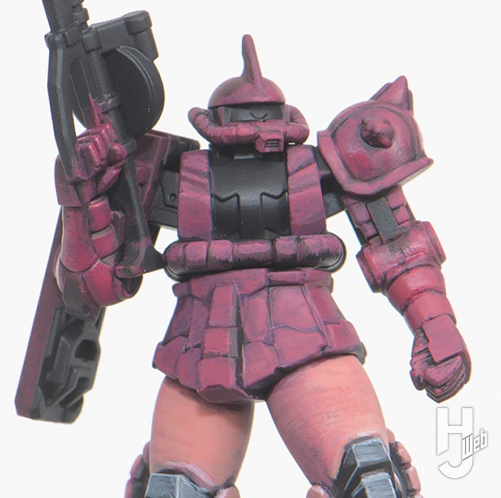 ガンダムアッセンブルキット作例「Zeon’s Rush」「TP-006 ザクII（シャア・アズナブル専用機）」シャアレッド塗装完了