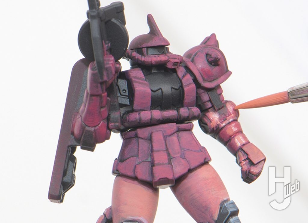 ガンダムアッセンブルキット作例「Zeon’s Rush」「TP-006 ザクII（シャア・アズナブル専用機）」シャアピンク塗装