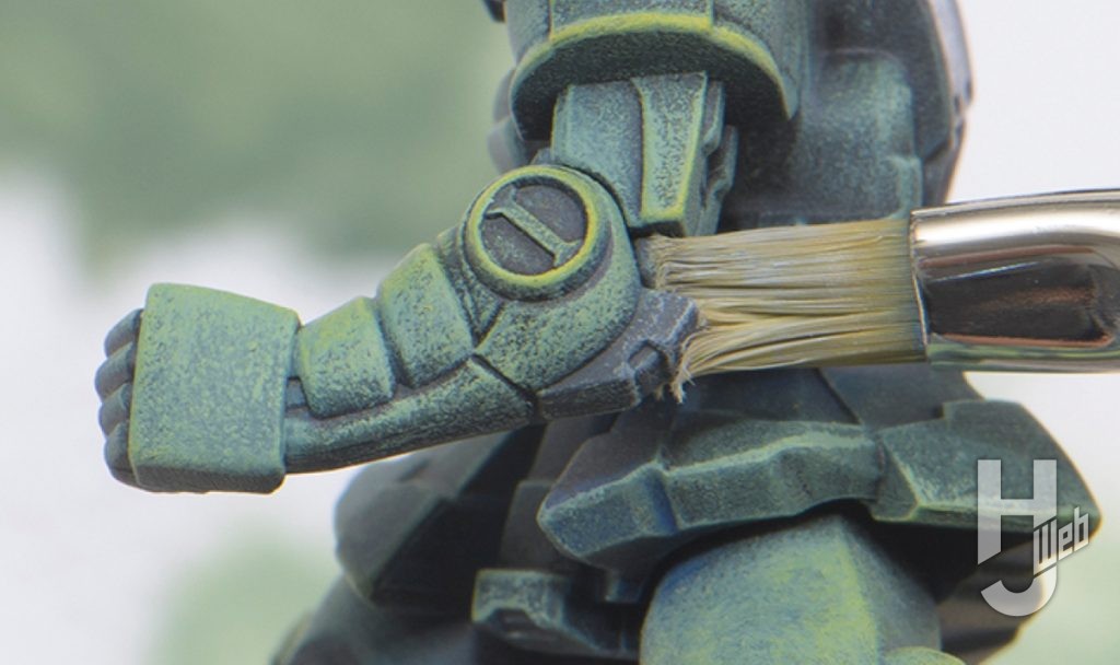 ガンダムアッセンブルキット作例「Zeon’s Rush」「TP-007A ザクII」関節ドライブラシ