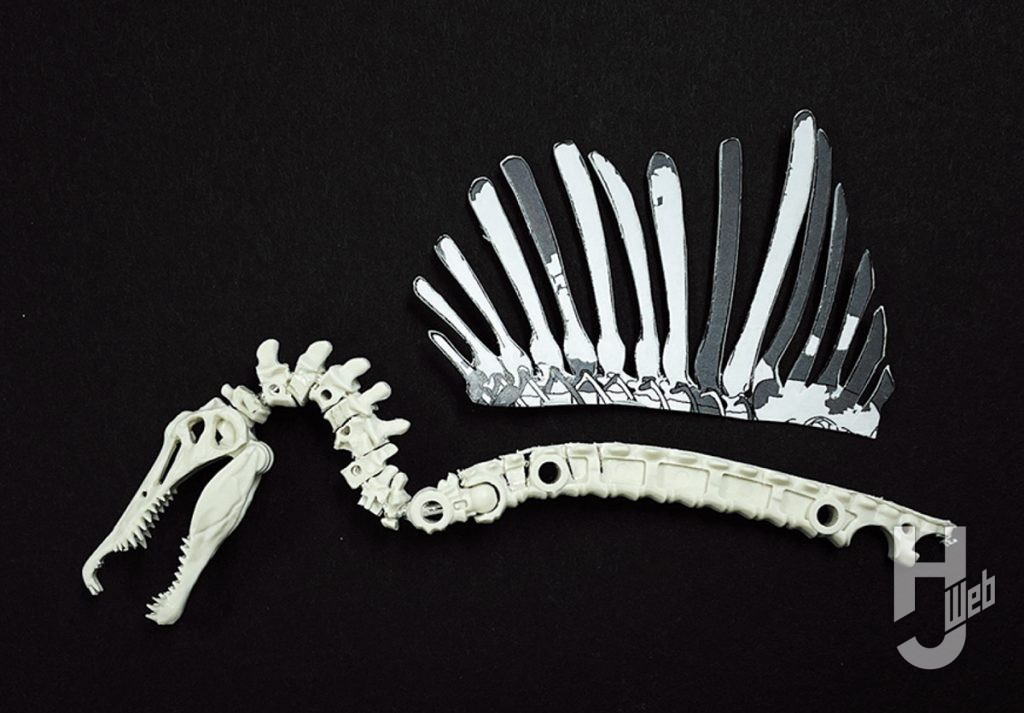 「プラノサウルス　スピノサウルス」スピノサウルス骨格図と比較しながら製作途中脊椎調整