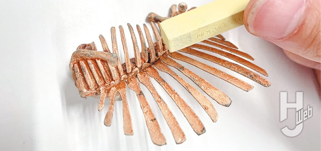 「プラノサウルス　スピノサウルス」スピノサウルス骨格図と比較しながら製作塗装途中2