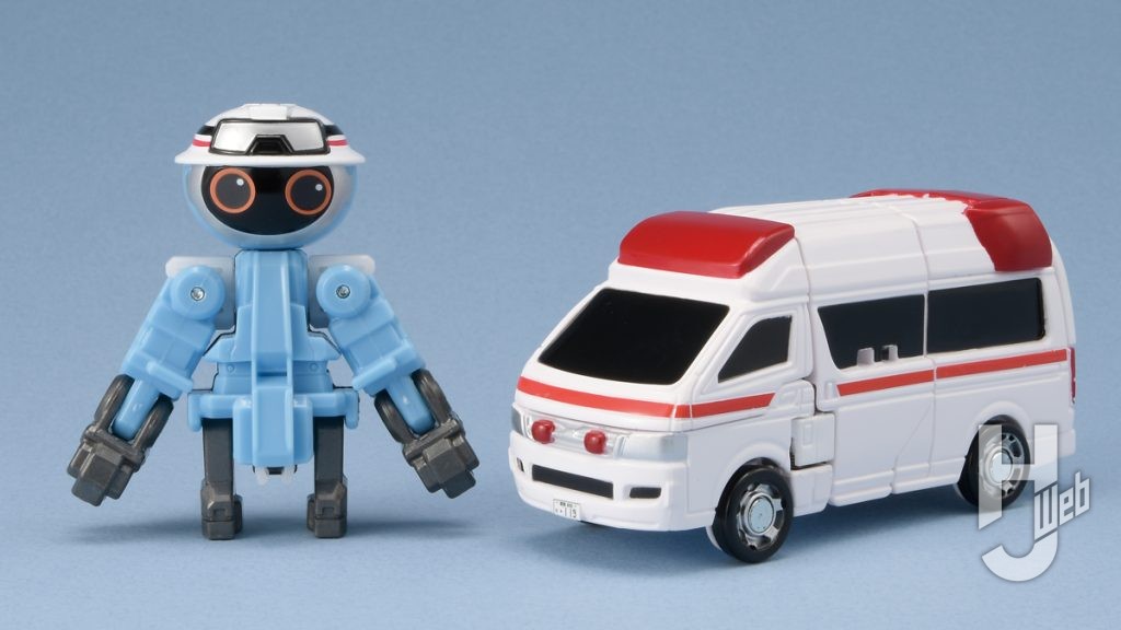 救急ジョブロイドのA.I.D（エイド）とトヨタ ハイメディック救急車