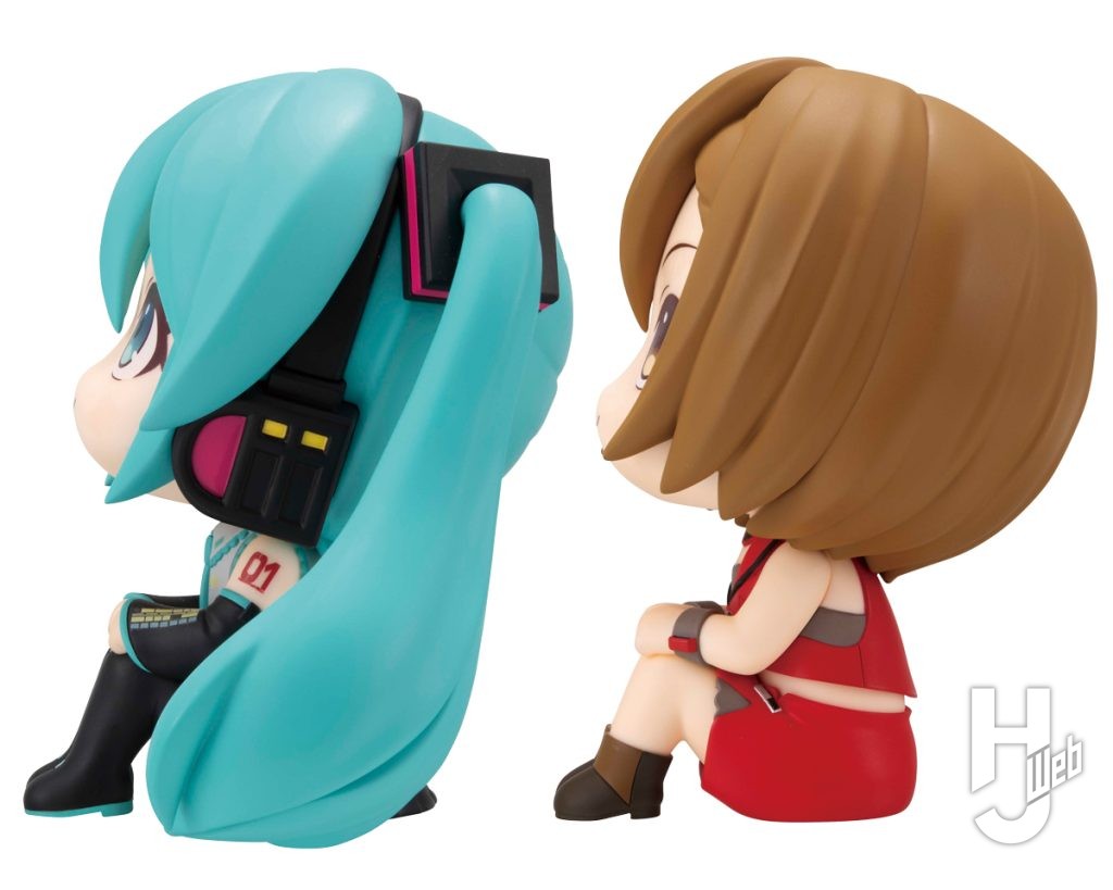 初音ミクとMEIKOのデフォルメフィギュアの可動の画像