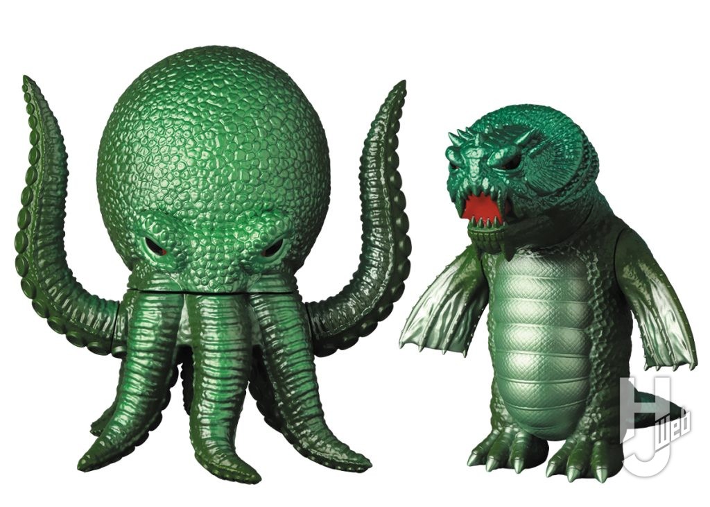タコモンスターとミニモグダンのソフビフィギュアの画像