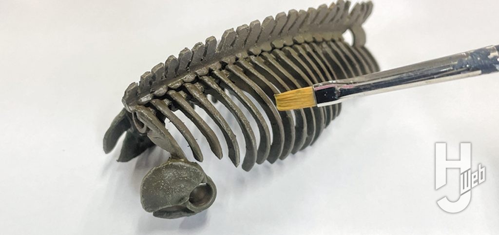 作例「プラノサウルス メガプテリギウス」製作途中ドライブラシ中