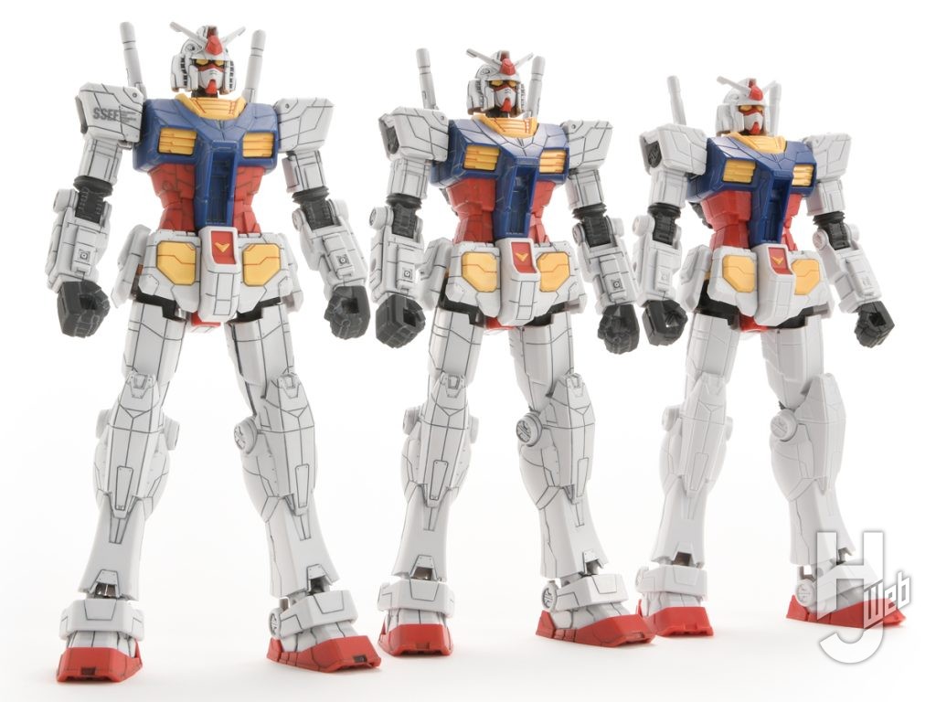エントリーグレードガンダム3体の並び画像1枚目