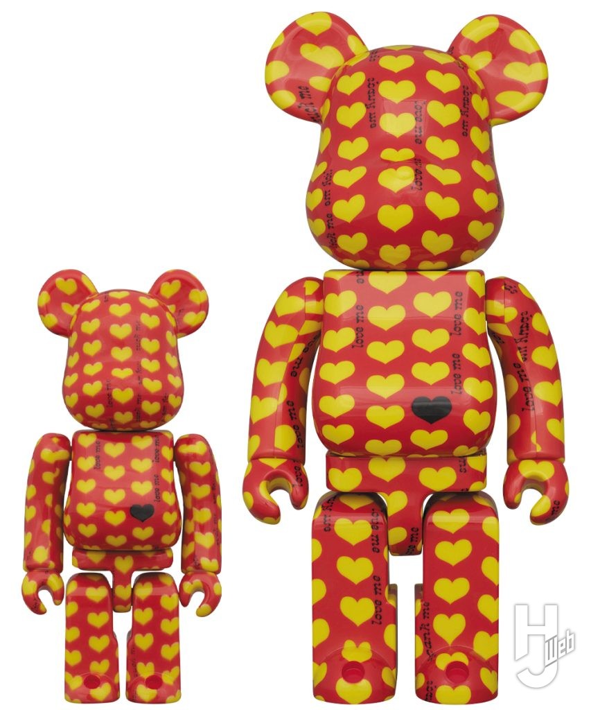 Yellow Heart反転カラーのベアブリックの画像