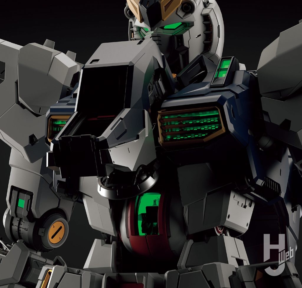 「PERFECT GRADE UNLEASHED νガンダム」LEDユニット組込み後発光状態胸部アップ