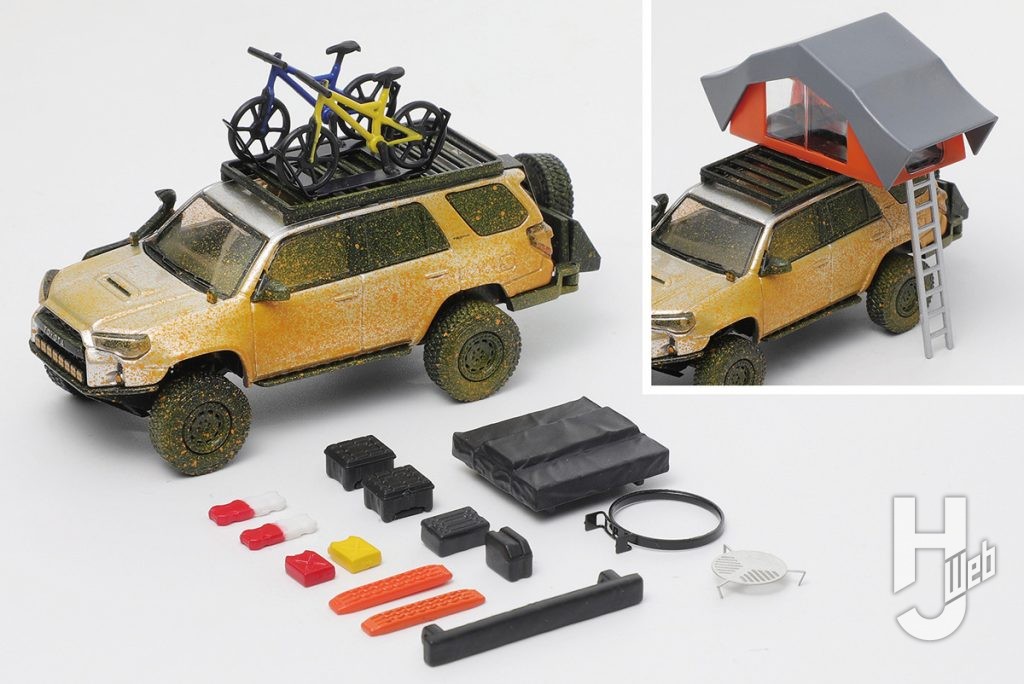 Toyota 4Runner wide-body プレランナー（LHD）- アクセサリー付き シルバー（ウエザリング塗装）
