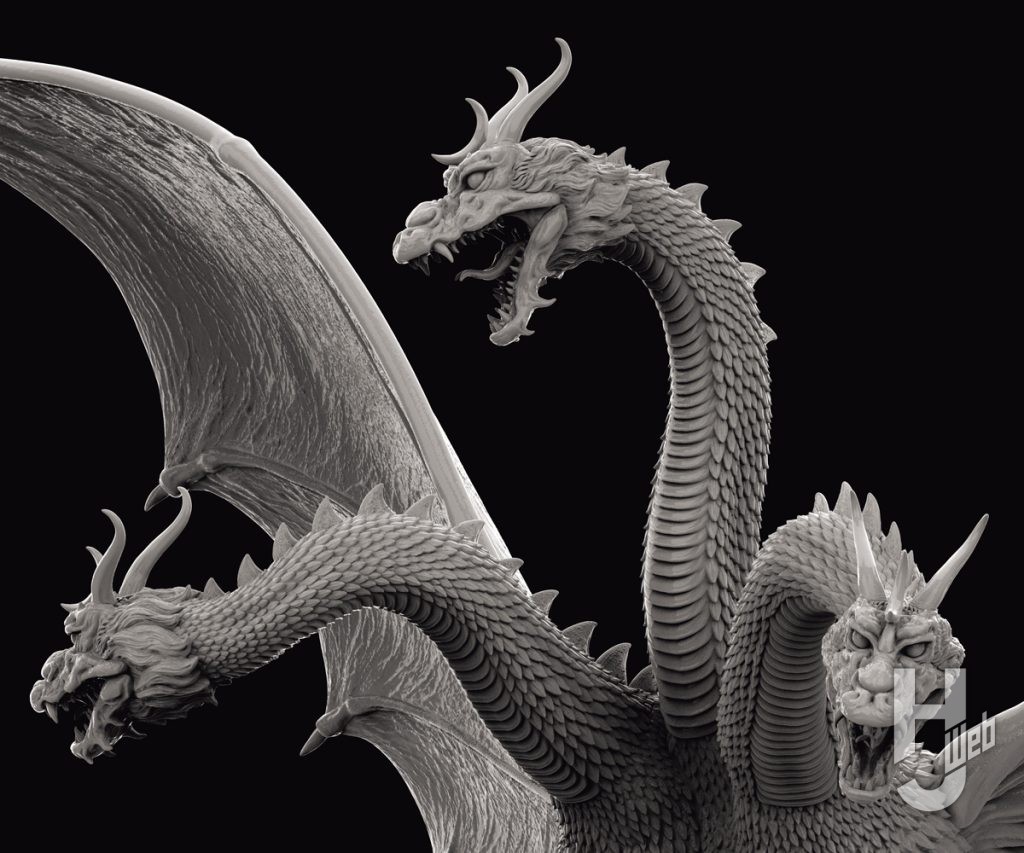 海洋堂ARTPLA 「キングギドラRe:イマジネーション」の首部分のアップ画像