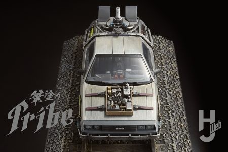 『BTTF III』の「タイムマシン レイルロード」をシタデルカラーで「スポンジヘアライン塗装」! スポンジと筆だけで「ヘアライン加工」を再現する!【筆塗りTribe】