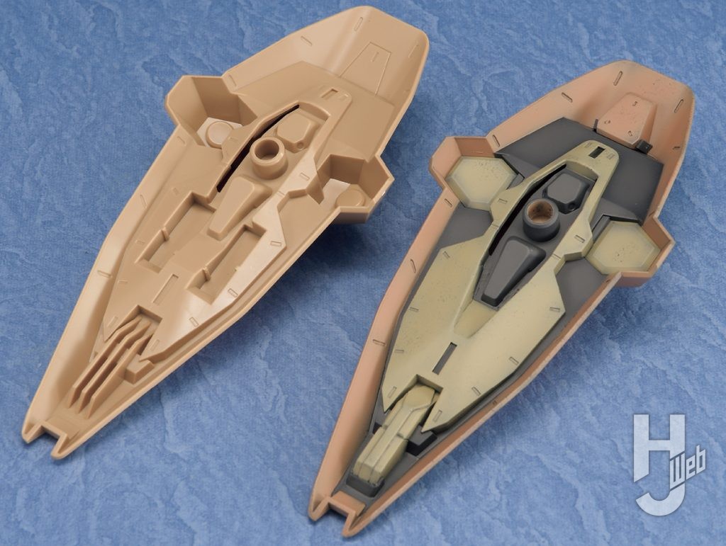 JUNIII製作「メッサーF02型-マインレイヤー装備」製作途中シールド裏素組み比較