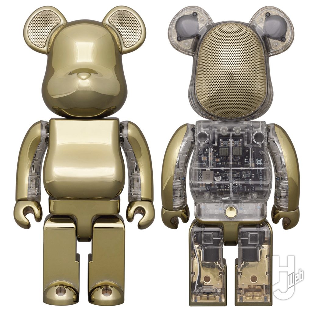 ベアブリックの400%サイズのポータブルスピーカー金の画像