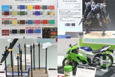 「ガンダムアッセンブルカラー」に新色登場!エヴァ、ガルパン、AC Ⅵ、Kawasakiなどの専用カラーも続々。新しい「Mr.ネコの手 持ち手棒」にも注目!【GSIクレオス/第63回全日本模型ホビーショー】